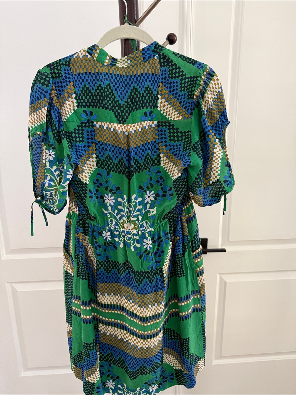 Moulinette Soeurs Green and Blue Printed Button-Front Dress - Picture 5 of 9